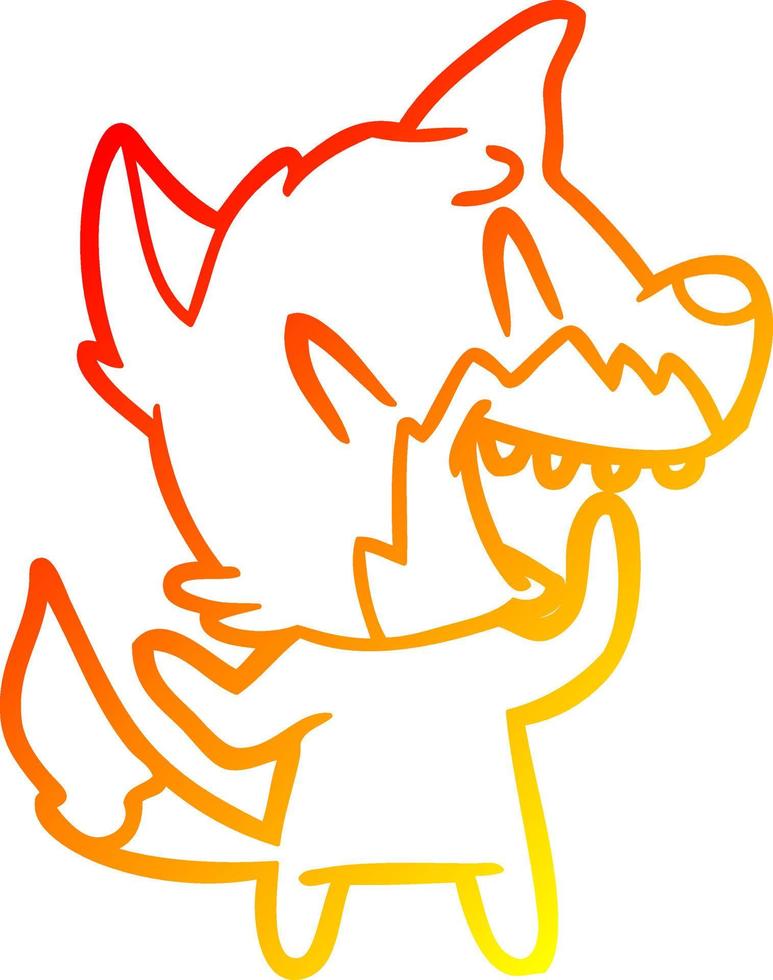 warm gradient line drawing laughing fox cartoon vector