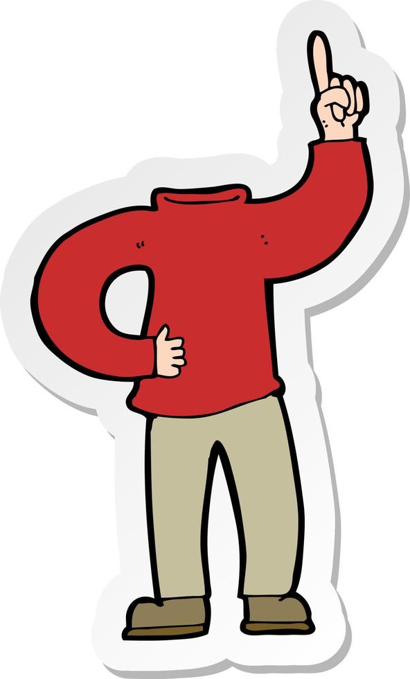 sticker of a cartoon headless body with raised hand vector