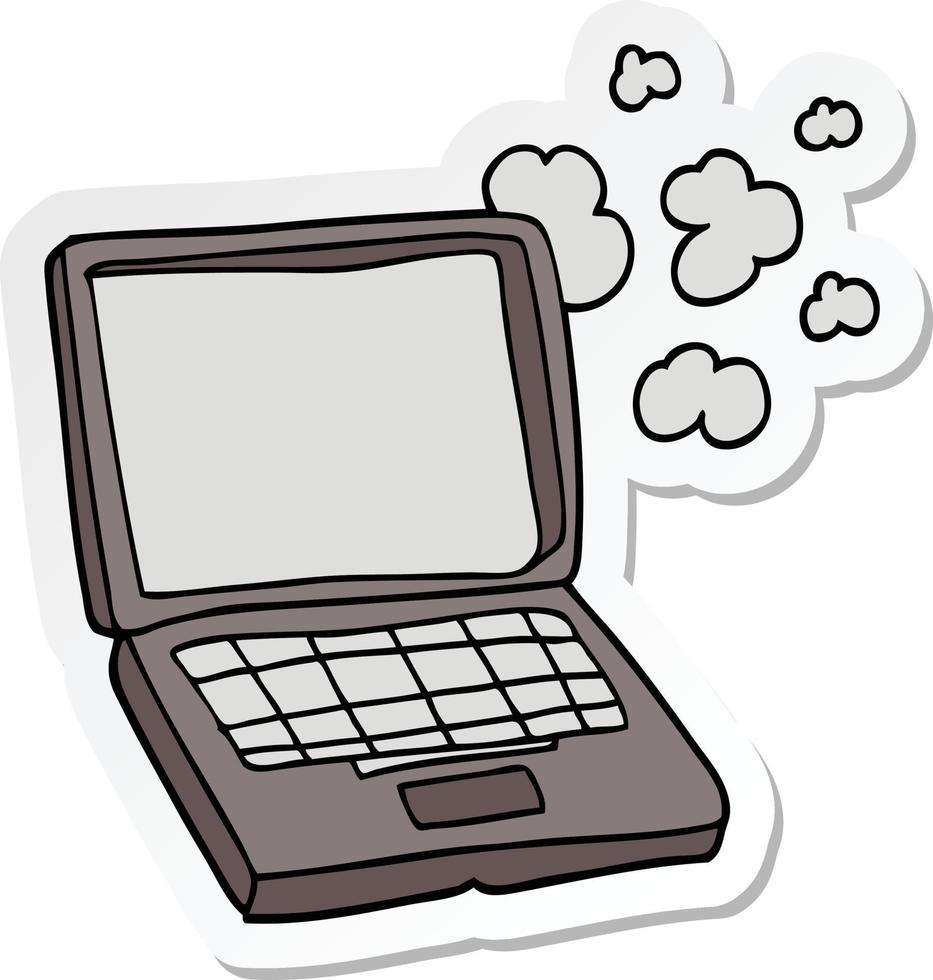 sticker of a cartoon laptop computer vector