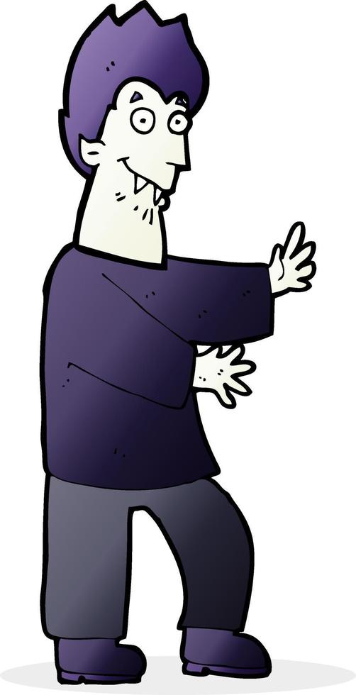 cartoon vampire waving hands vector