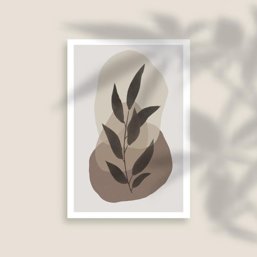 Modern hand painted scandi style art illustration with shadow overlay vector