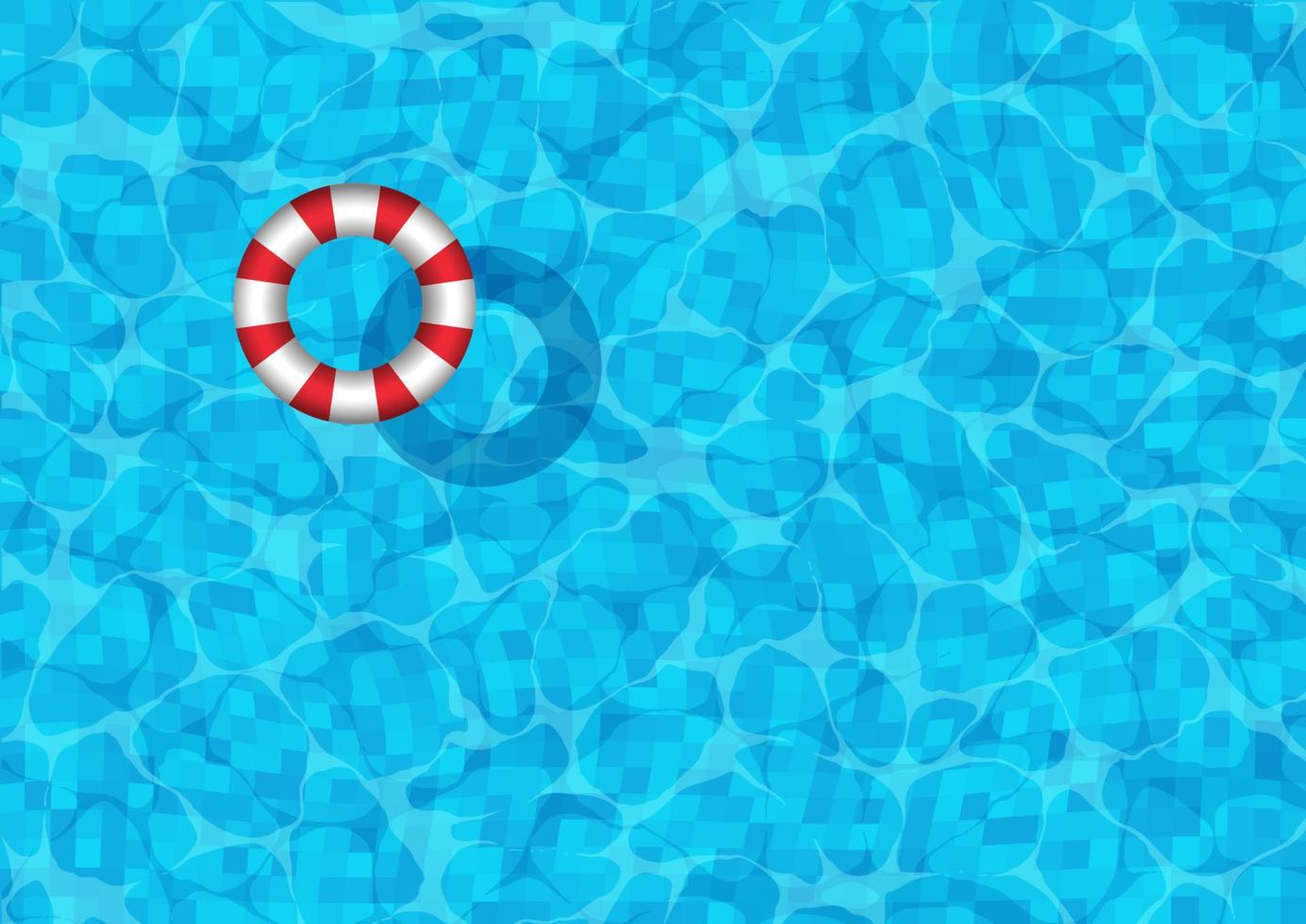 Swimming pool background with striped rubber ring vector