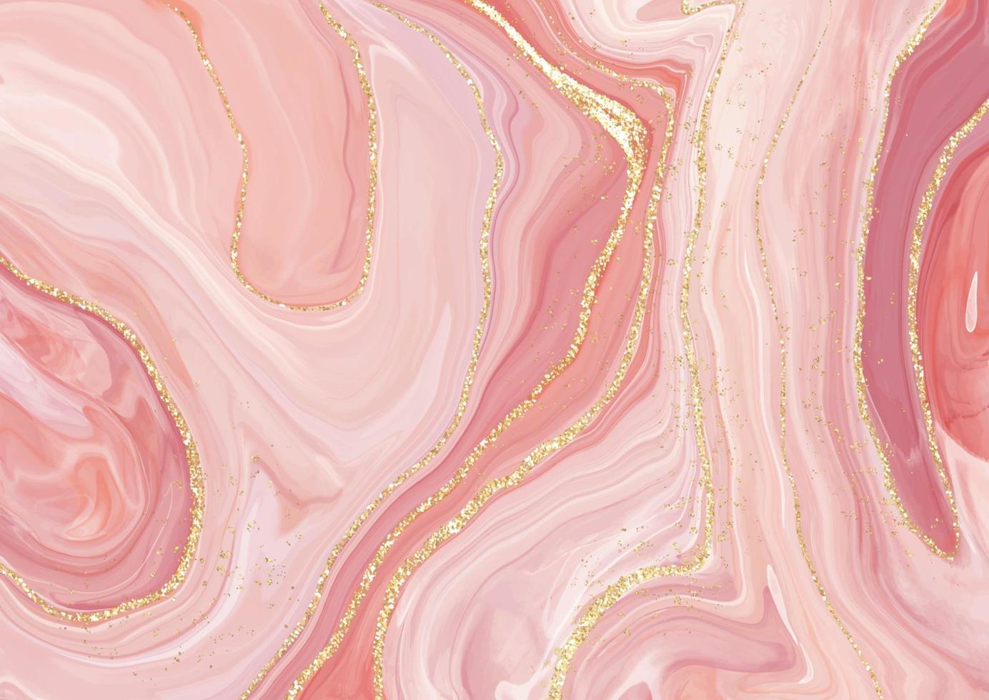 Elegant hand painted alcohol ink background with gold glitter elements vector