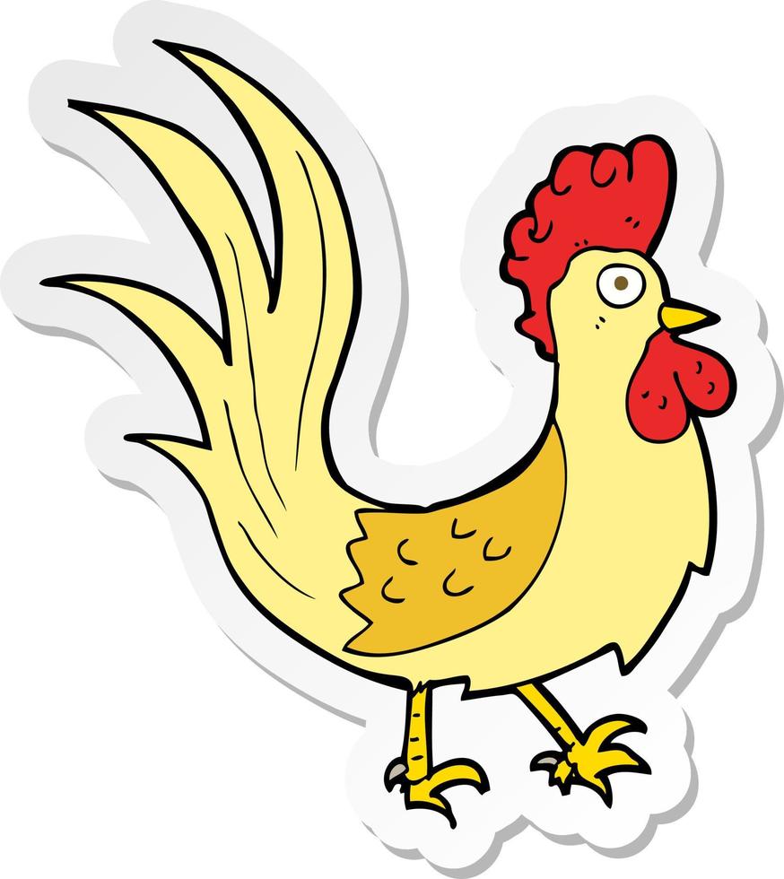 sticker of a cartoon cockerel vector