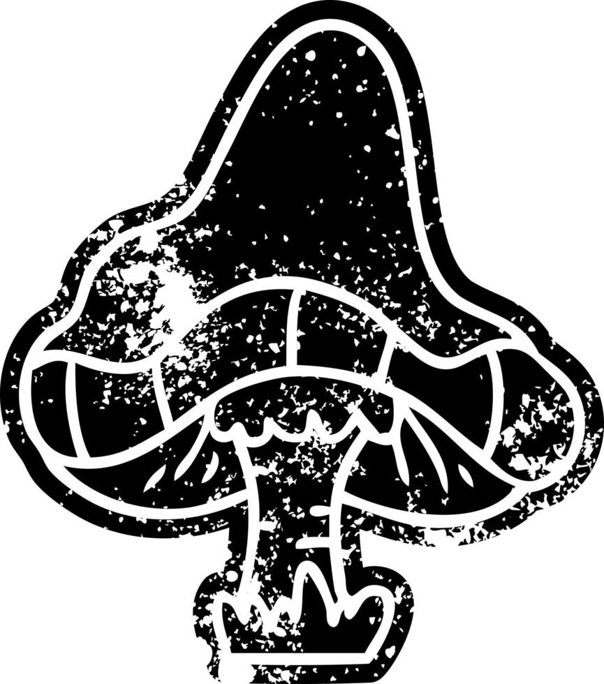 grunge icon drawing of a single mushroom vector