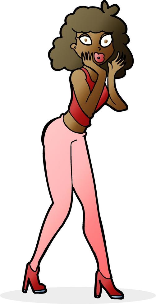 cartoon surprised woman vector
