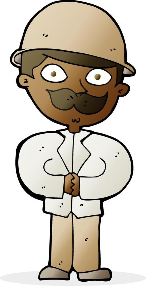 cartoon man in safari hat vector