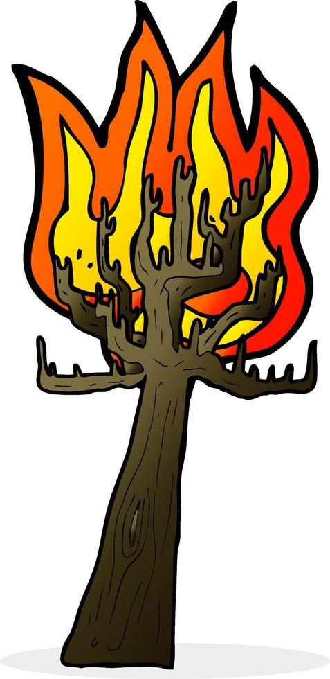 árbol de dibujos animados en llamas vector