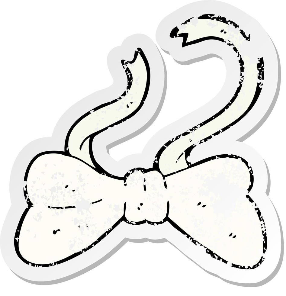 retro distressed sticker of a cartoon bow tie vector