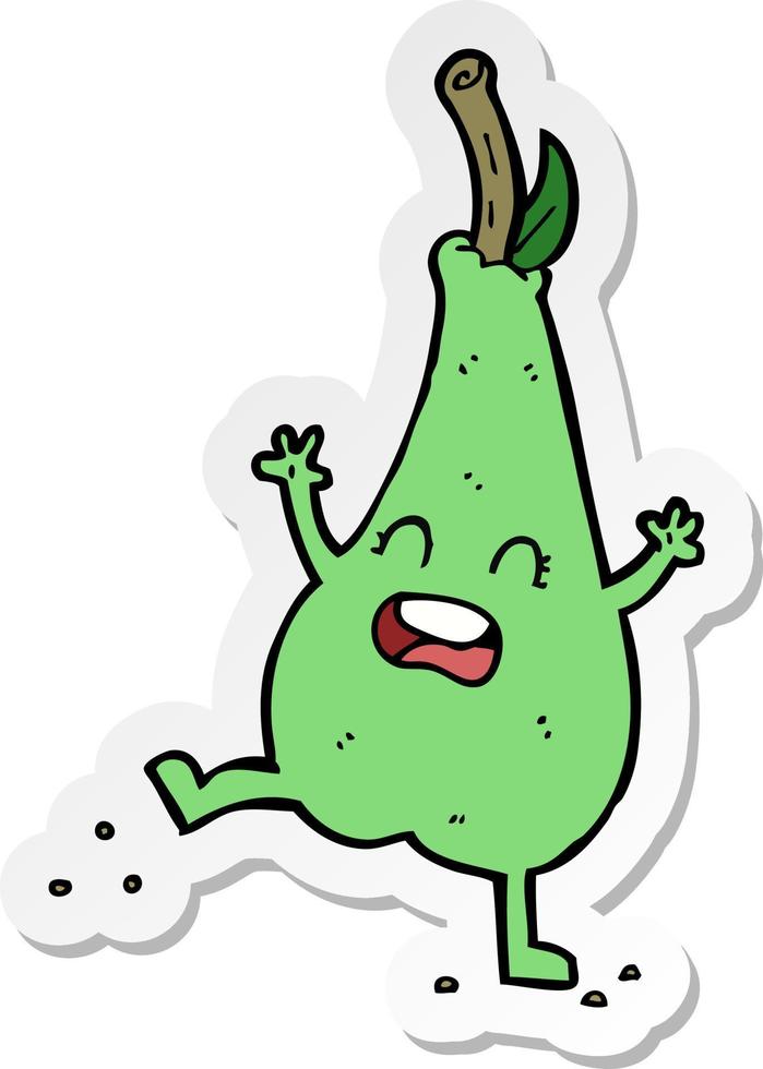 sticker of a cartoon happy dancing pear vector