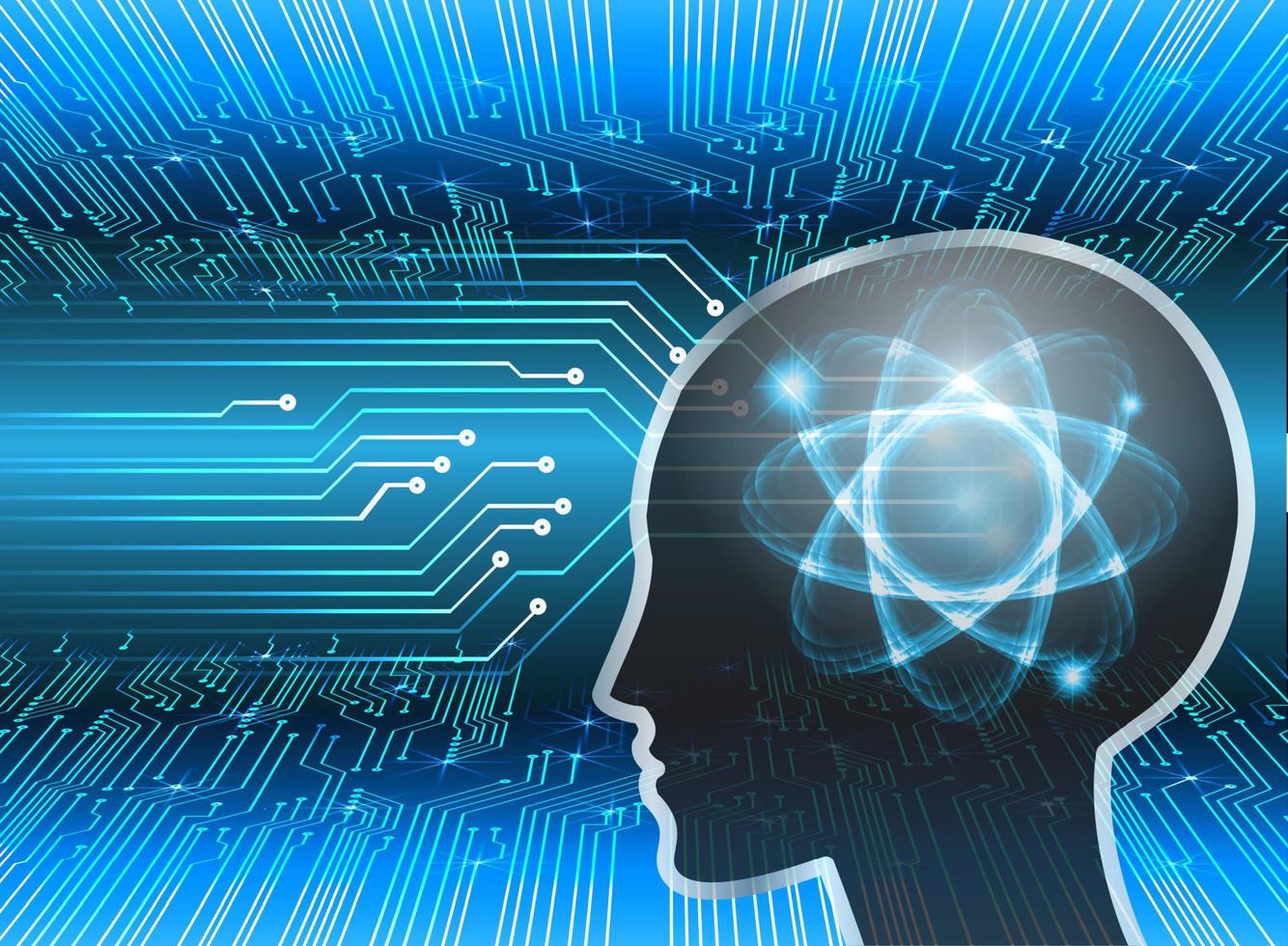Brainstorm, Brain. Bulb Ideas cyber circuit future technology vector