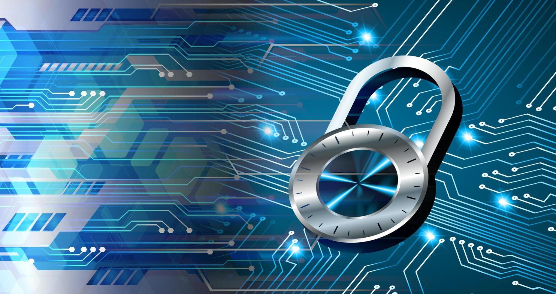 Closed Padlock on digital background, cyber security vector