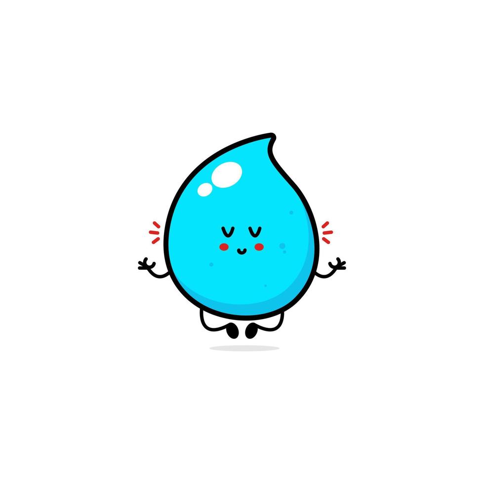 Cute water drop character with different face expressions. Vector graphics with plain colors.