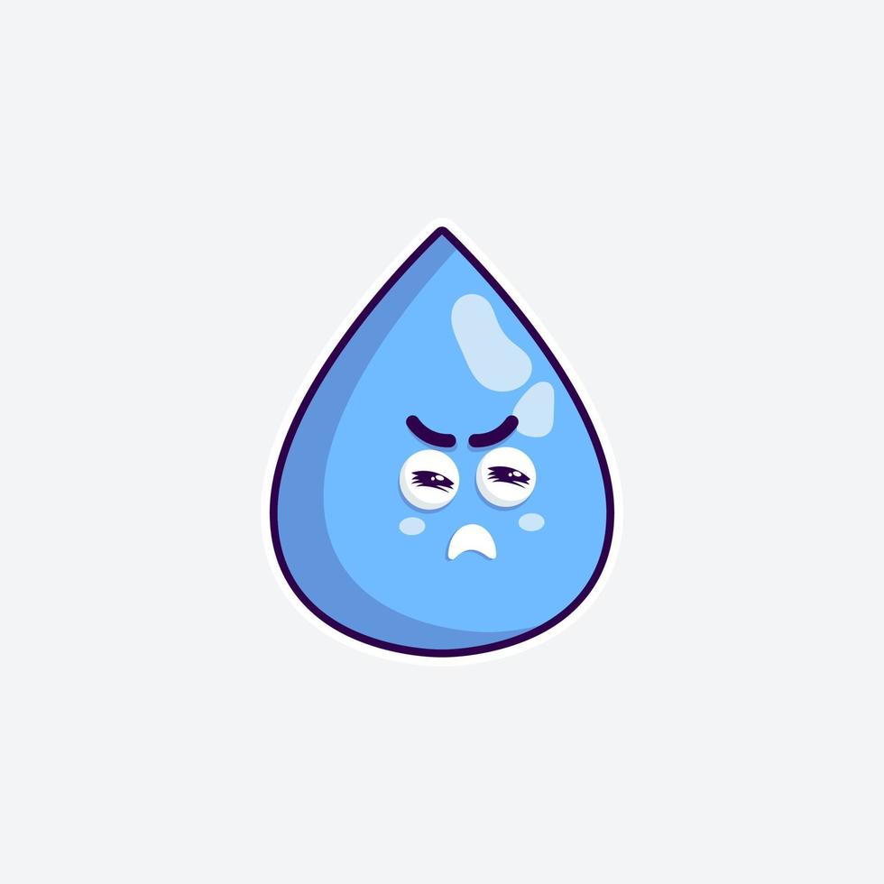 lindo personaje agua expresión divertida cara enojada agua en fondo blanco vector