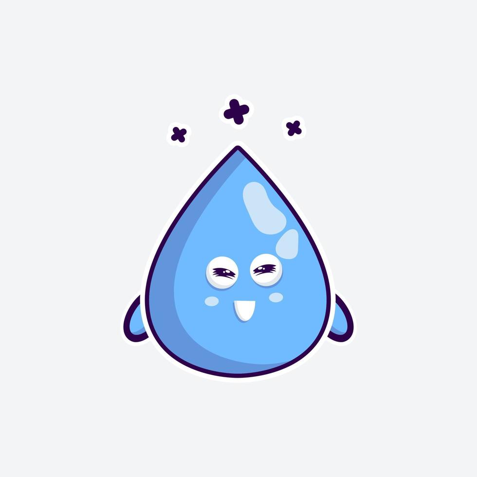 cute character water funny expression very happy in white background vector