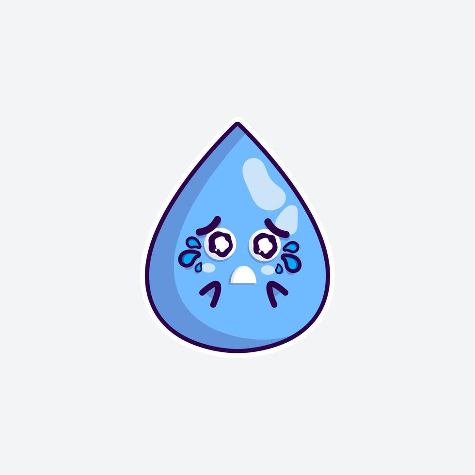 lindo personaje agua expresión divertida llorar en fondo blanco vector