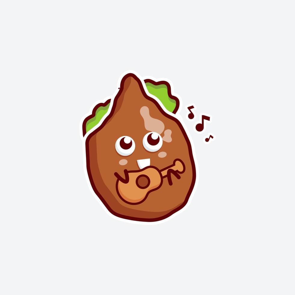 lindo personaje tierra etiqueta marrón y diseño de mascota para la tienda en línea paquete de conjunto de emoticonos en fondo blanco vector