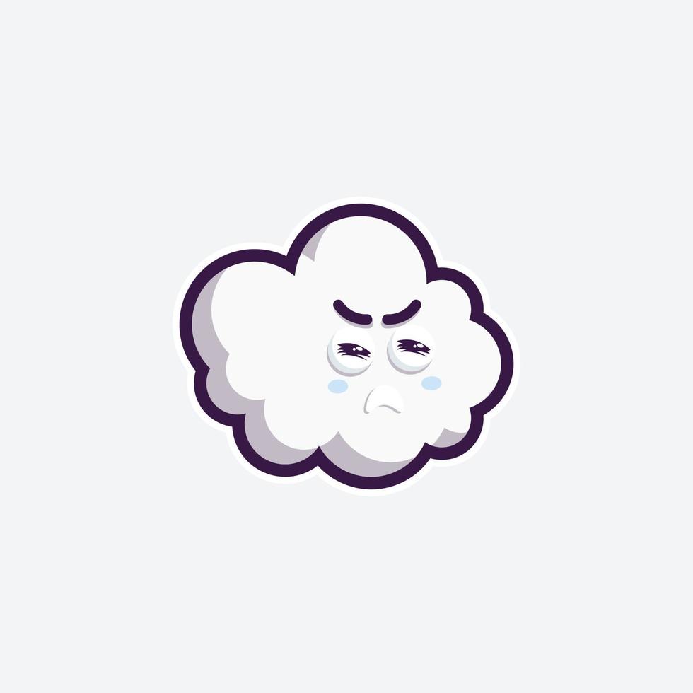 cute character set bundle mascot and sticker design cloud for online shopping emoticon expression face and thunder storm cloud vector