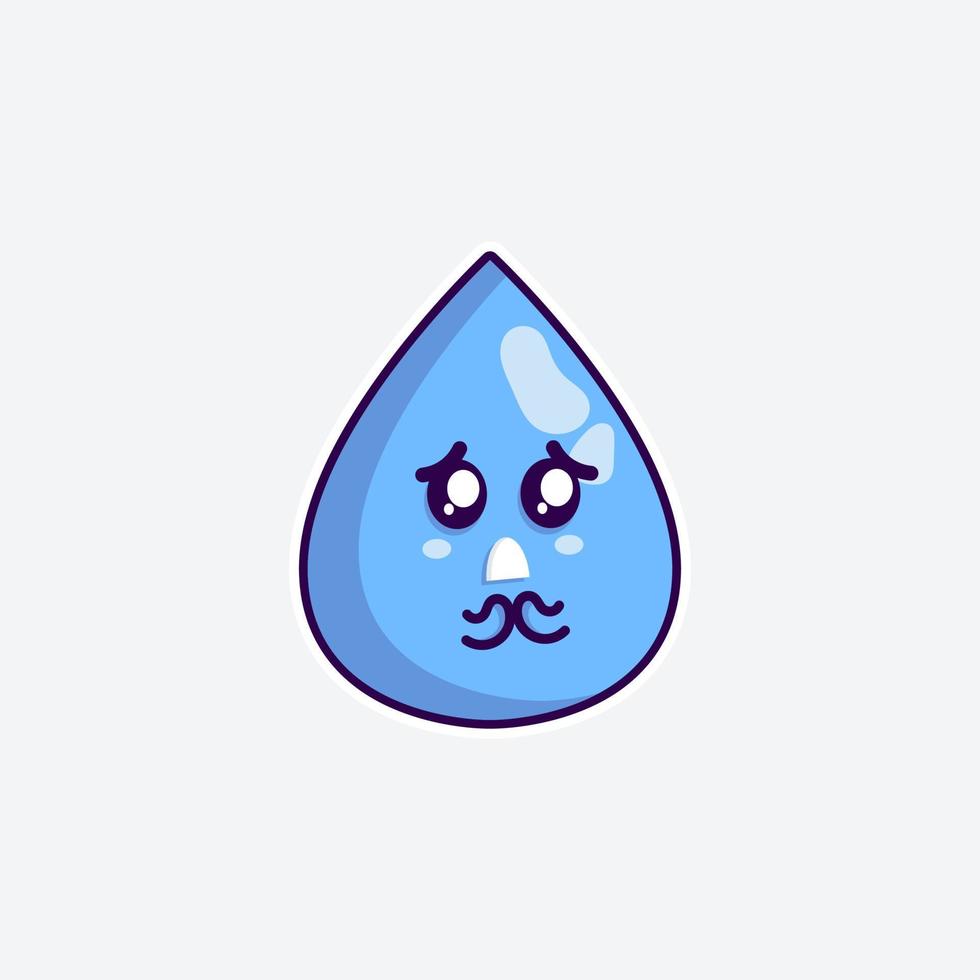 cute character water funny expression sad and cry in white background vector