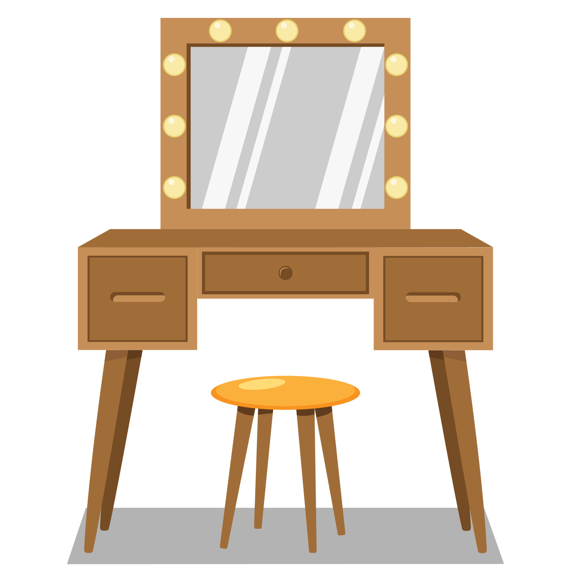 dressing table with mirror flat vector, makeup mirror, dressing table