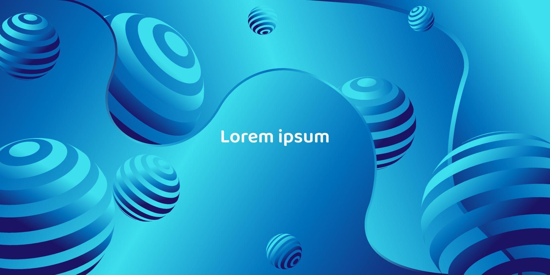 3D striped ball background with blue wave shape, 3D striped ball illustration vector