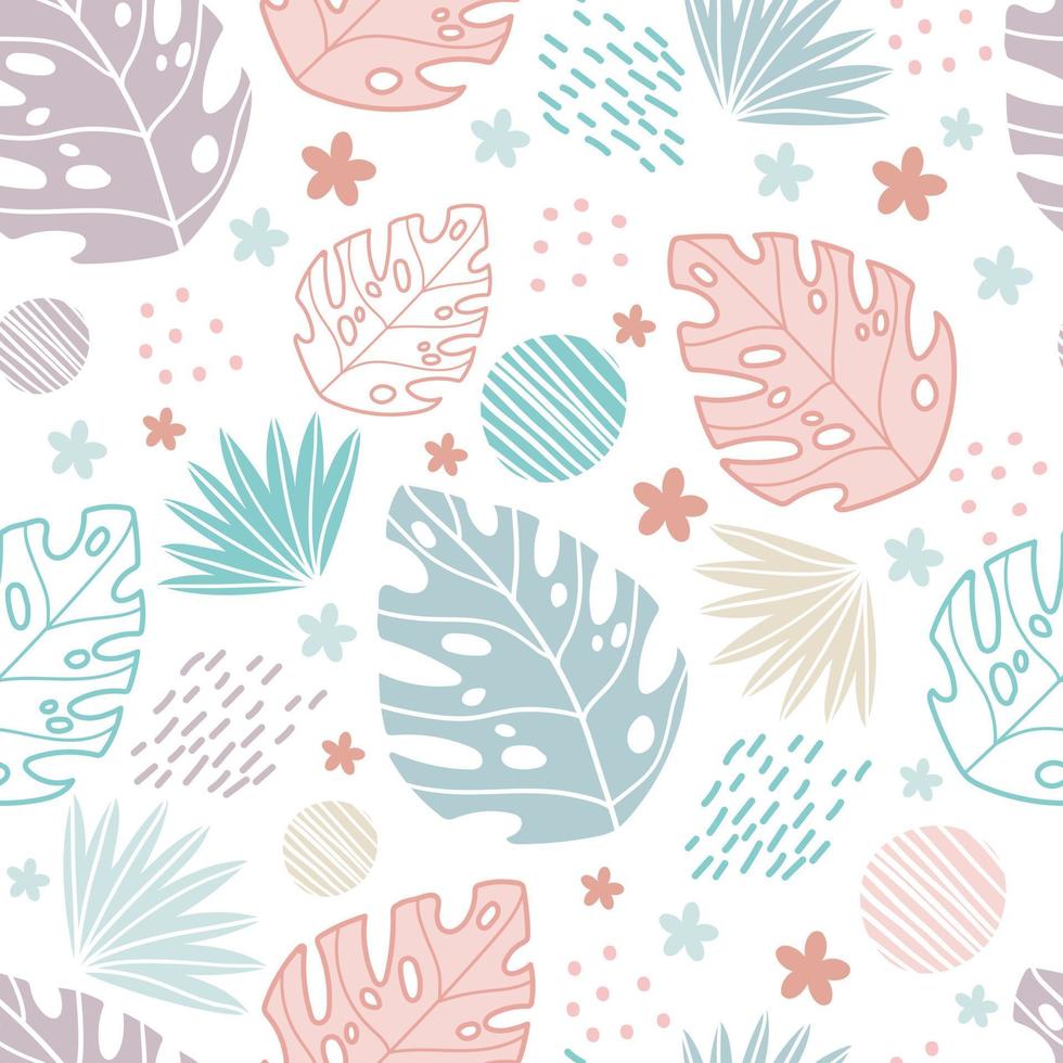 Seamless pattern abstract exotic plants soft colors vector