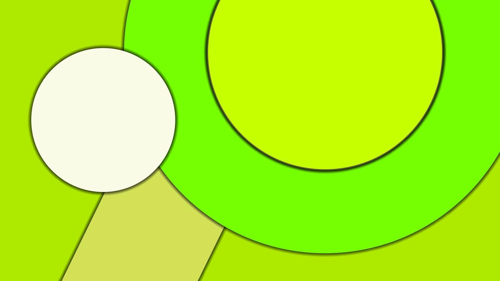 Abstract geometric vector background in Material design style with a limited harmonized palette, with concentric circles and rotated rectangles with shadows, imitating cut paper.