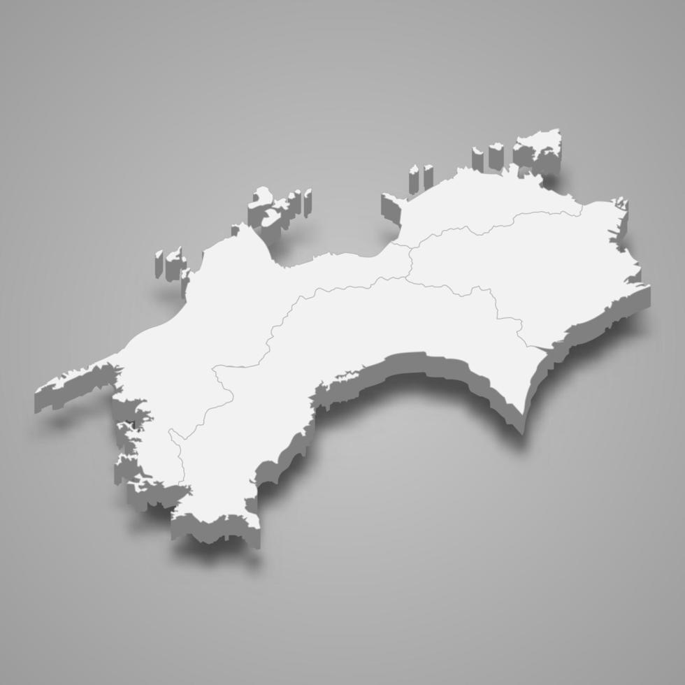 Plantilla de región de mapa 3d de japón para su diseño vector