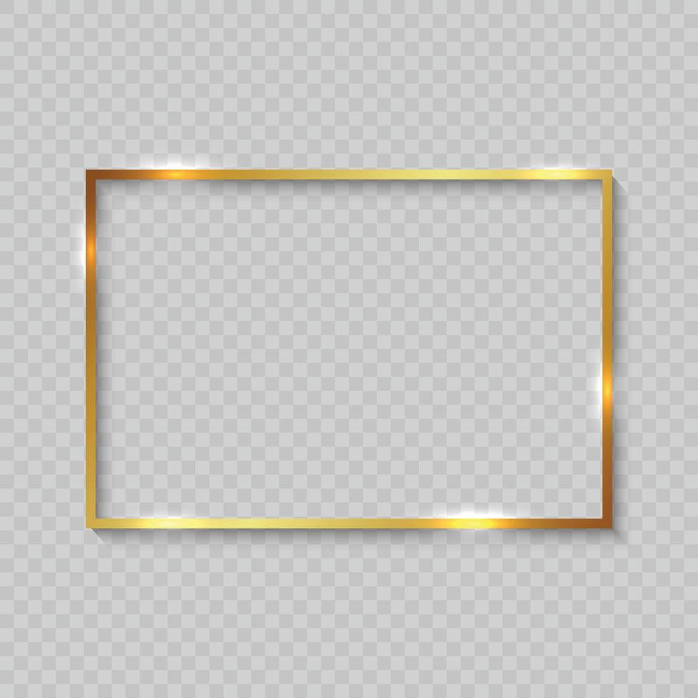 Gold frame with shiny borders vector