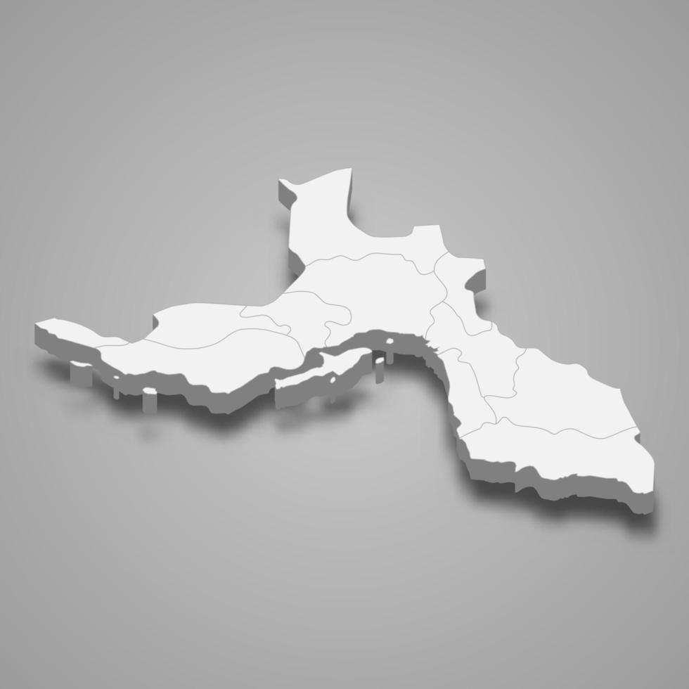 3d isometric map of Hormozgan is a province of Iran vector