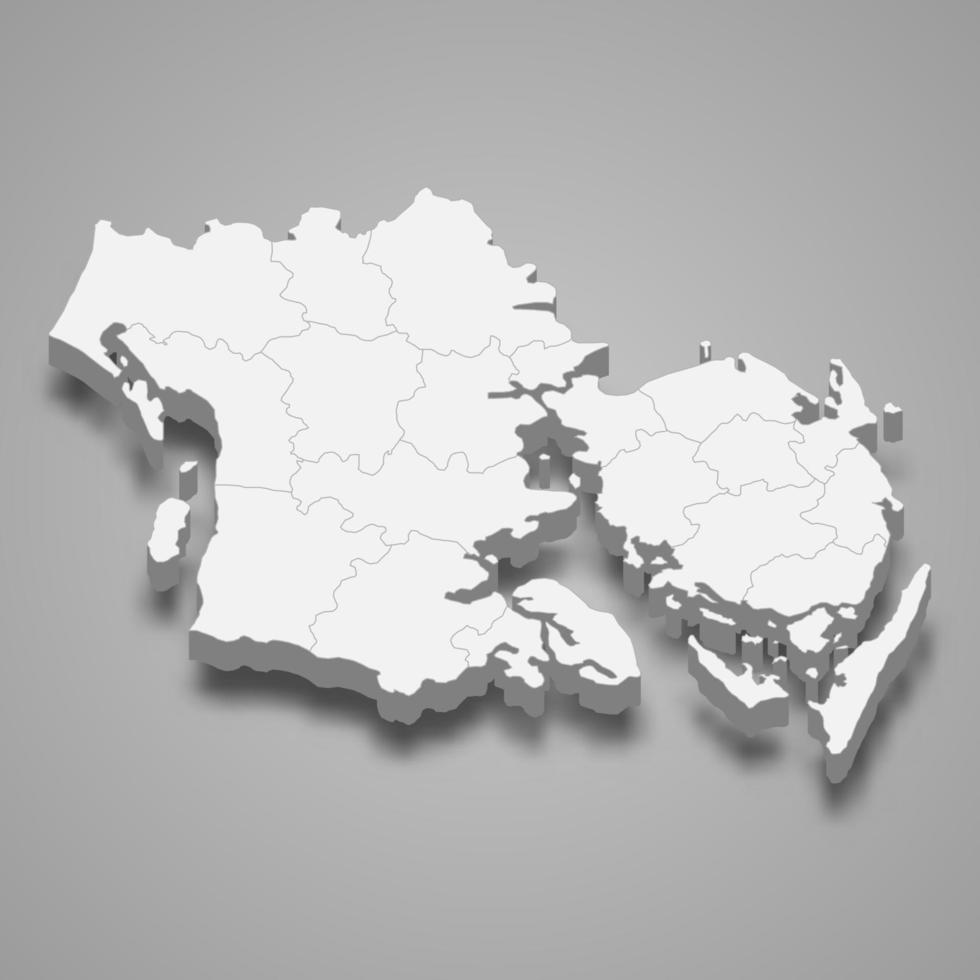 3d isometric map of Syddanmark is a region of Denmark, vector illustration