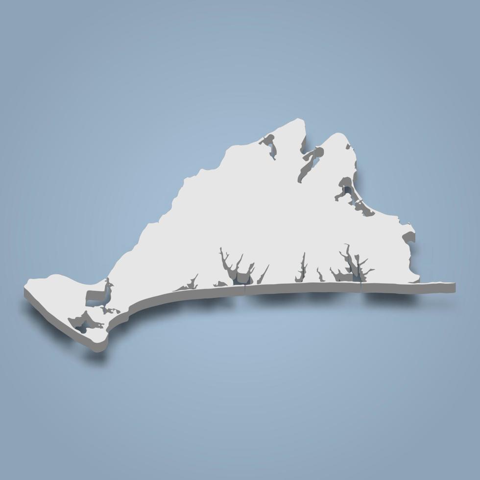 3d isometric map of Marthas Vineyard is an island in Massachusetts, isolated vector illustration