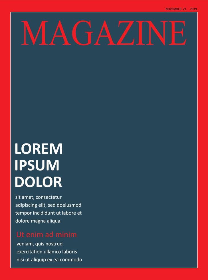 Realistic magazine front page template vector