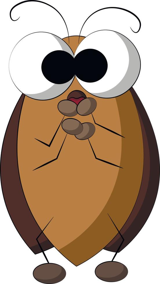 Cute cartoon surprised Cockroach. Draw illustration in color vector