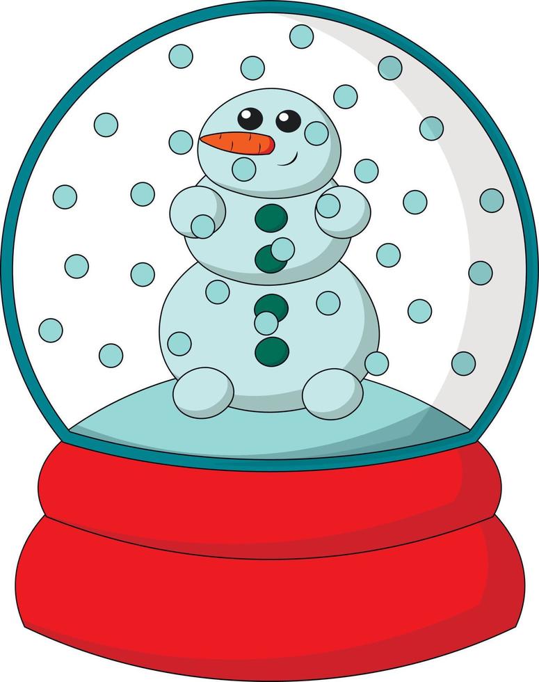 Christmas snowball with Snowman. Draw illustration in color vector