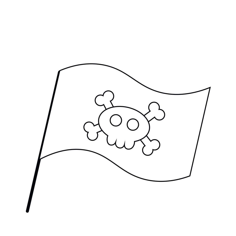 bandera pirata de un solo elemento. dibujar ilustraciones en blanco y negro vector