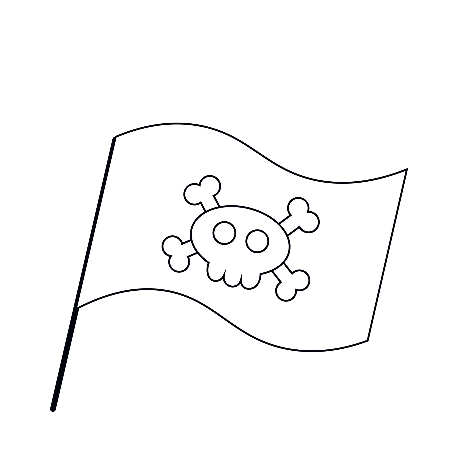 Single element Pirate Flag. Draw illustration in black and white