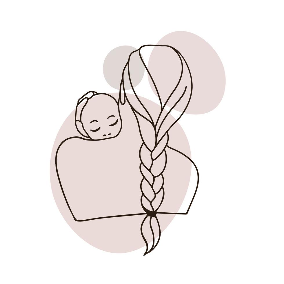 madre joven con un bebé en brazos, colores desnudos vector