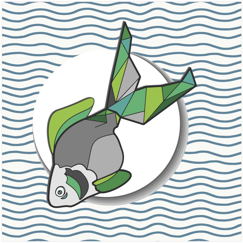 Fish from triangles, goldfish, graphic, triangular vector illustration