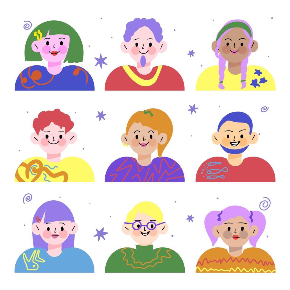 Set of cartoon avatars vector