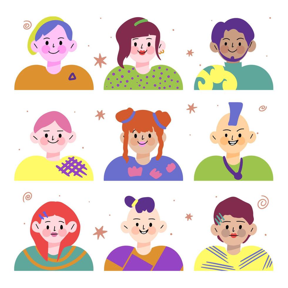 Set of cartoon avatars vector