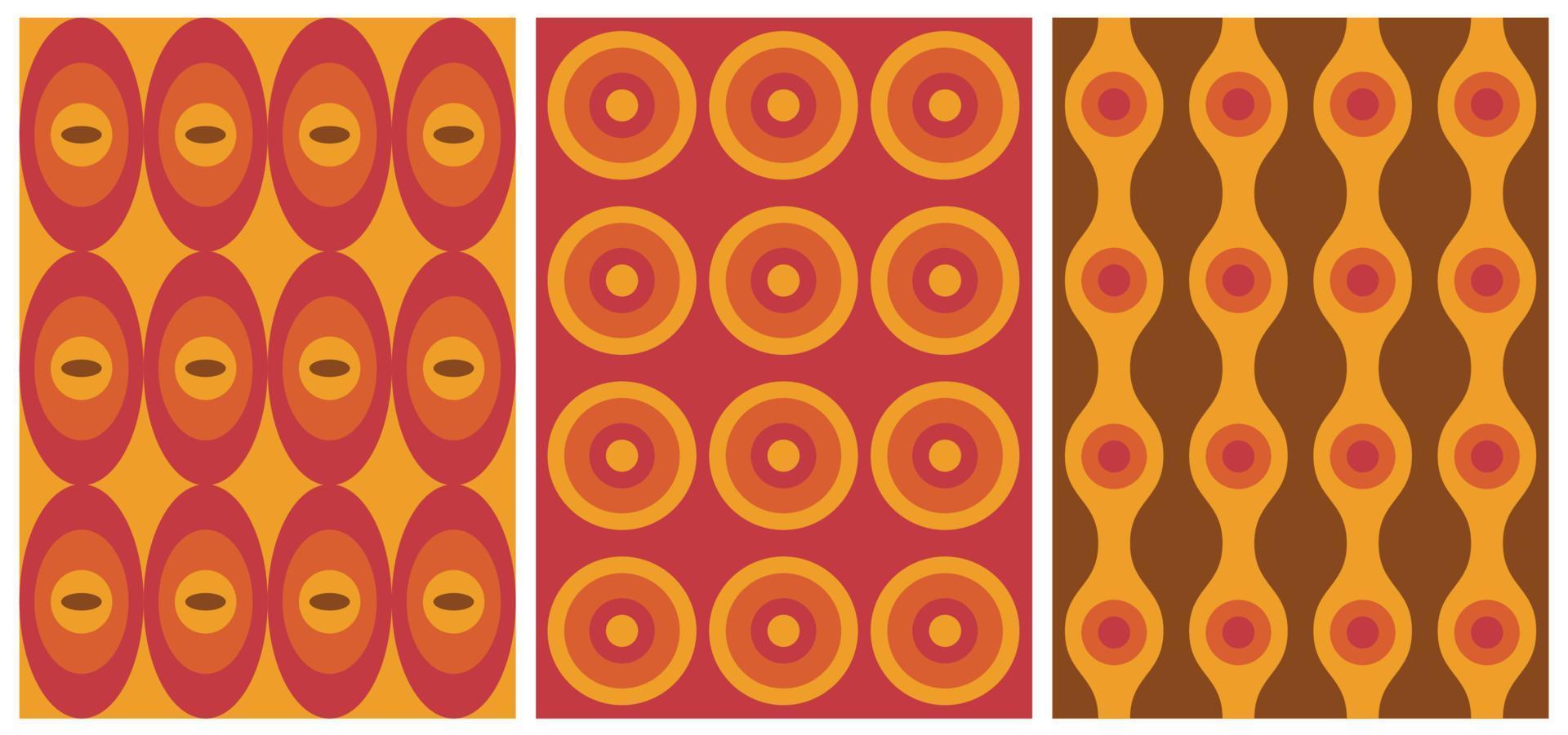 70s Retro Seamless Pattern. 60s and 70s Aesthetic Style. vector