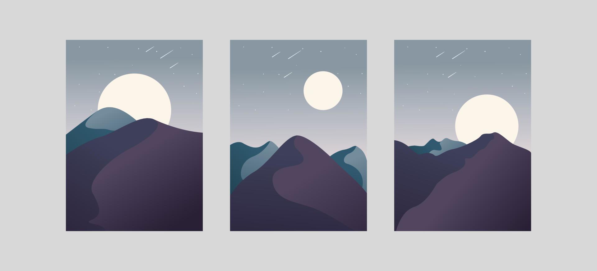 colección de fondo de paisaje de montaña minimalista vector