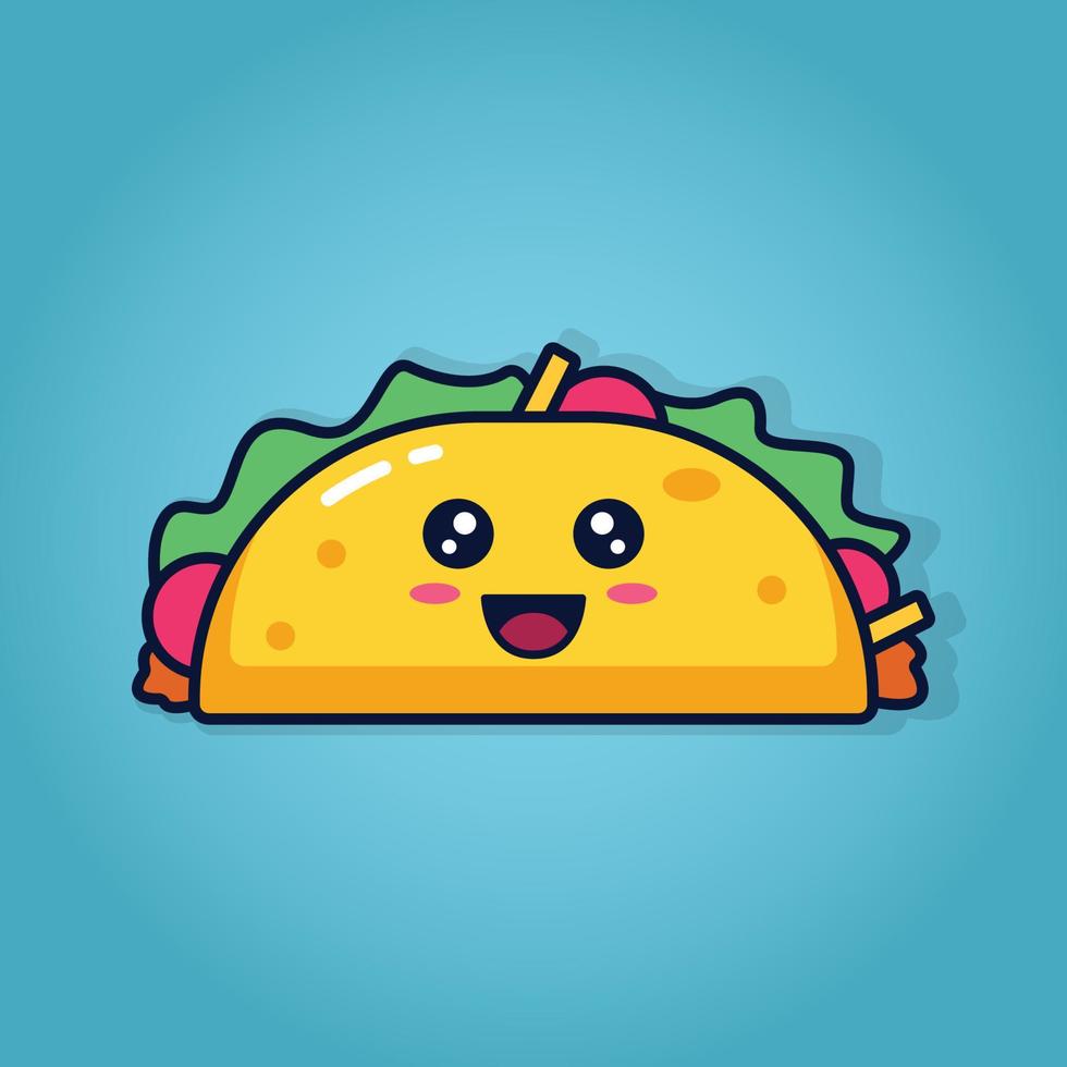 cute tacos cartoon character design vector