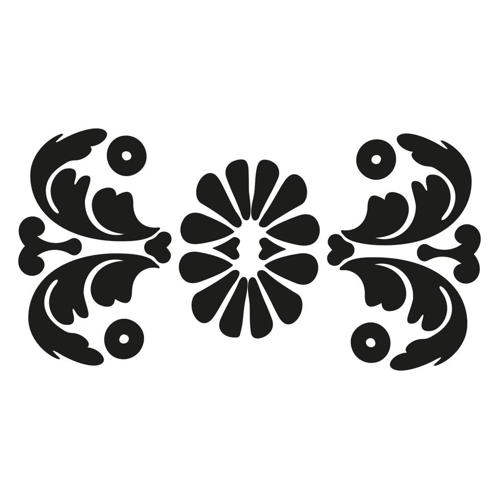 Damask pattern element. Vector pattern in vintage style for design of greeting cards, wedding invitations, holidays. Floral motives. Black and white.