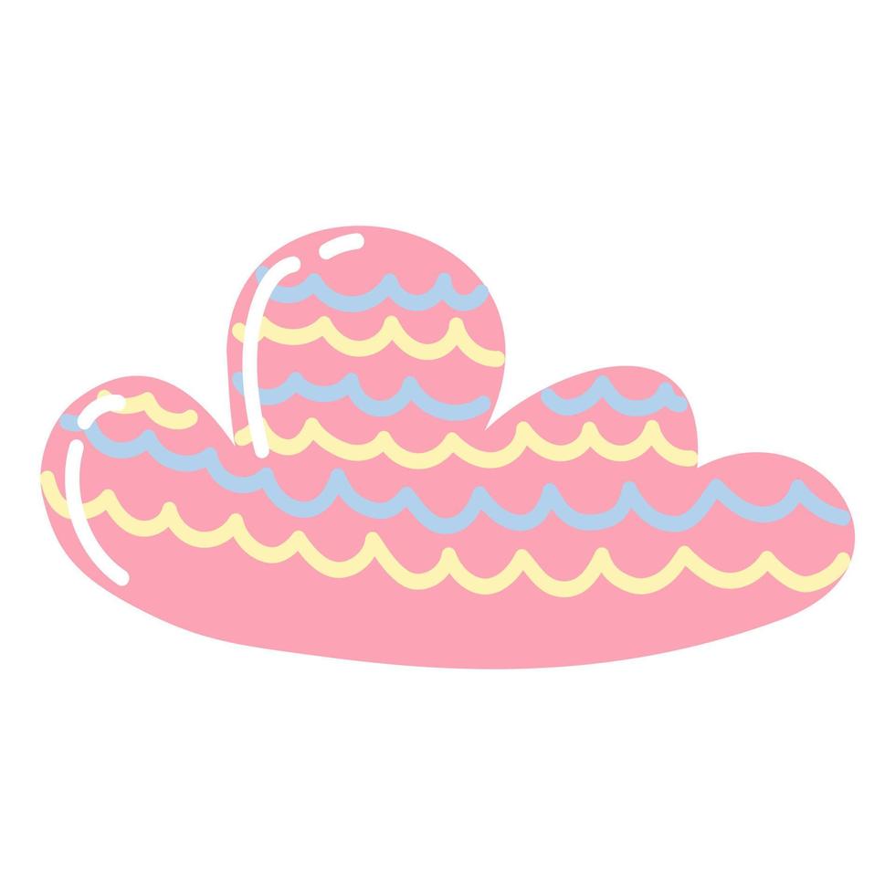 Fantasy cartoon pink cloud, great design for any purposes. Doodle icon on white backdrop. Cartoon style icon. Hand drawn cloud in flat style. vector