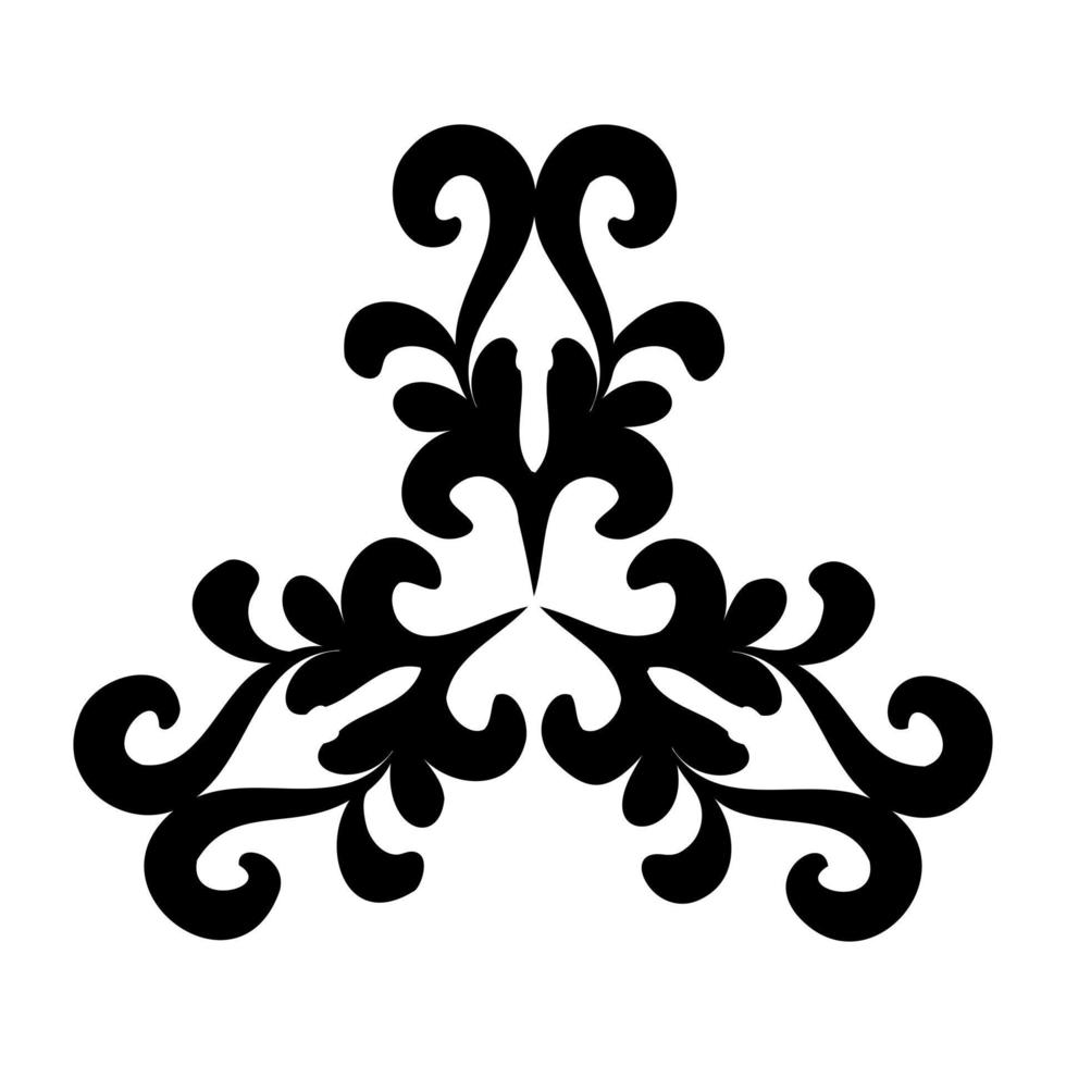 Antique black floral ornament on white background. Decorative design element in oriental style. Vector illustration.