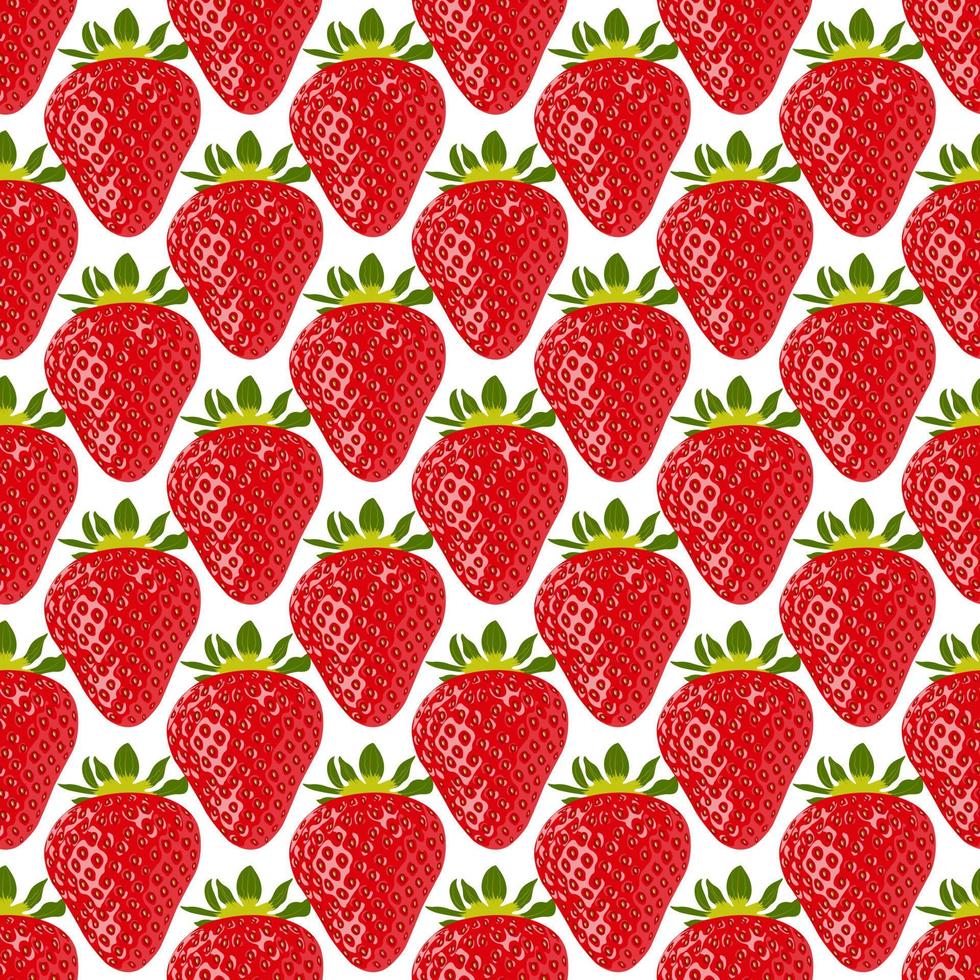 Decorative background with ripe strawberries. Seamless red background with strawberry texture. For fabric, wallpaper or wrapping paper. Vector illustration.