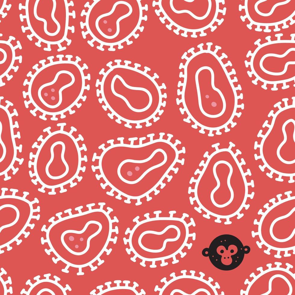 Monkeypox virus cells seamless pattern linear style vector illustration