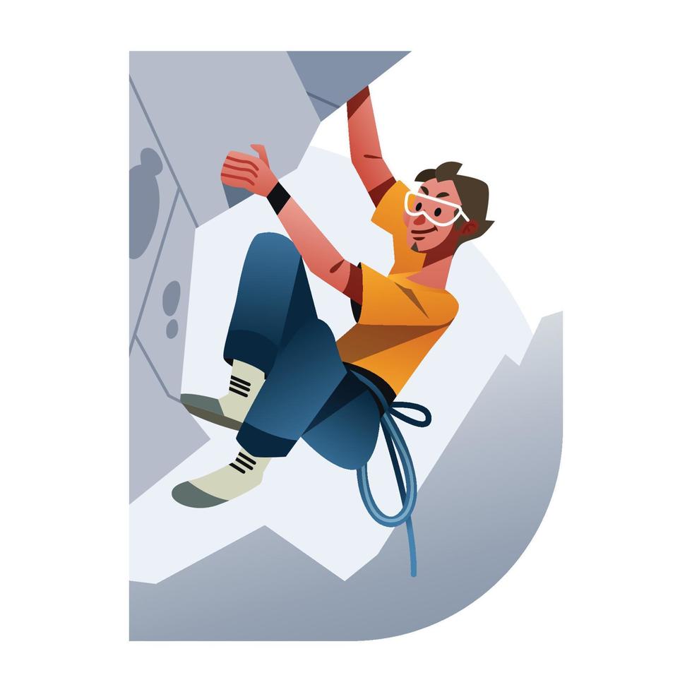 A Mountain Climber Is Climbing A Mountain Fully Equipped vector